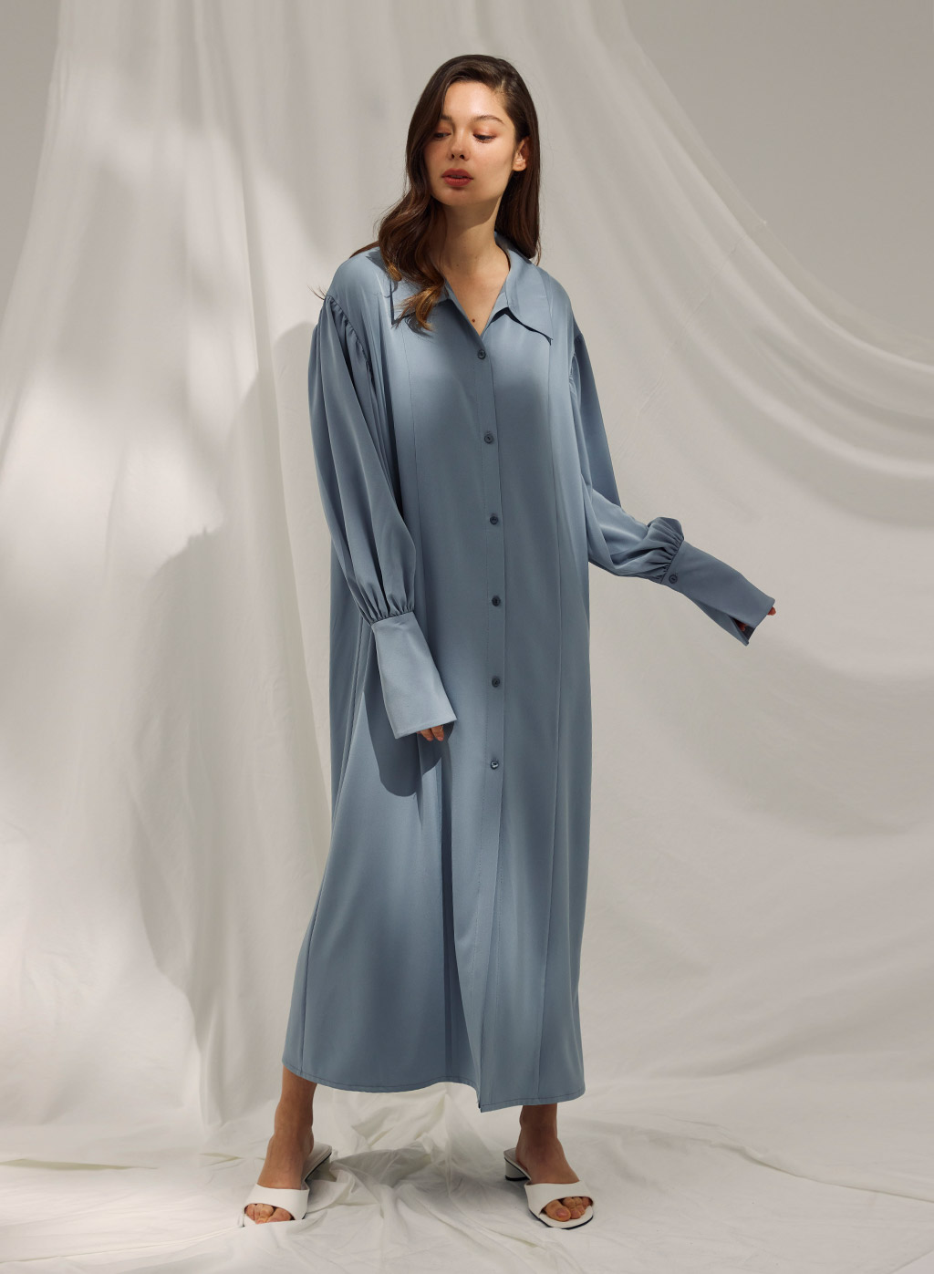 Maxi Button Front Shirt Dress