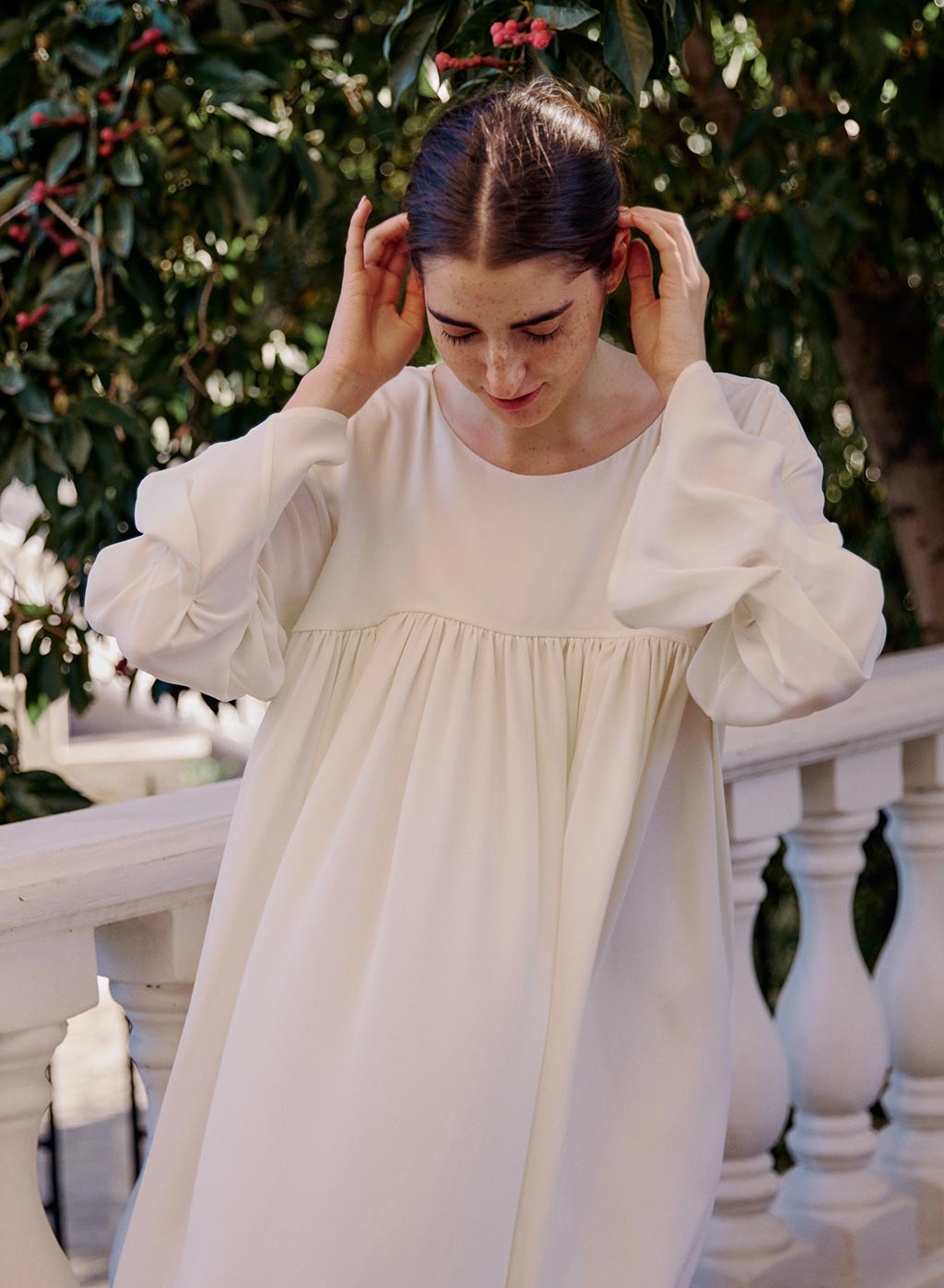 Long Sleeved Pleated Midi Dress
