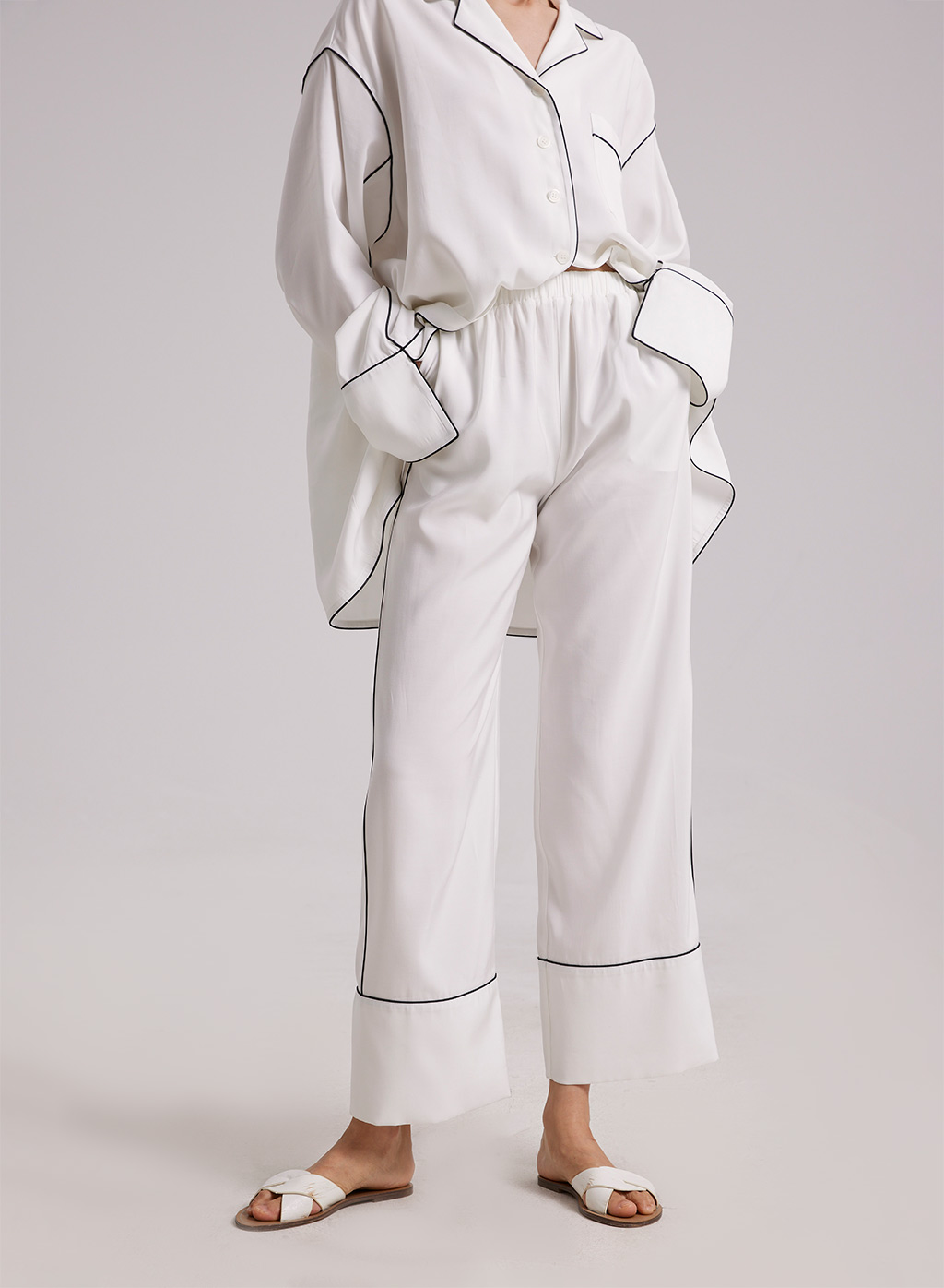 White Pockets Pajama Pants