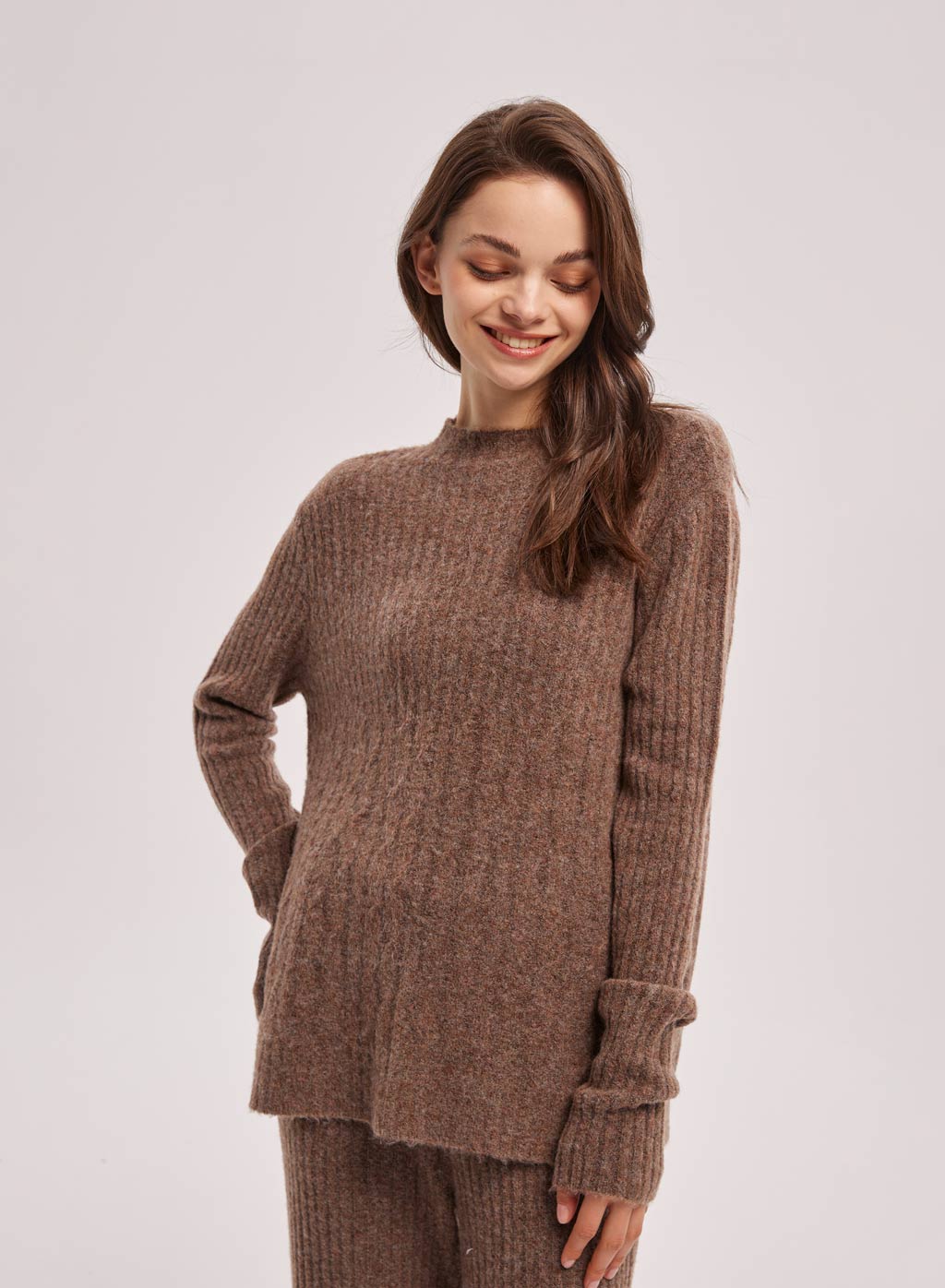Crew Neck Rib Knit Sweater