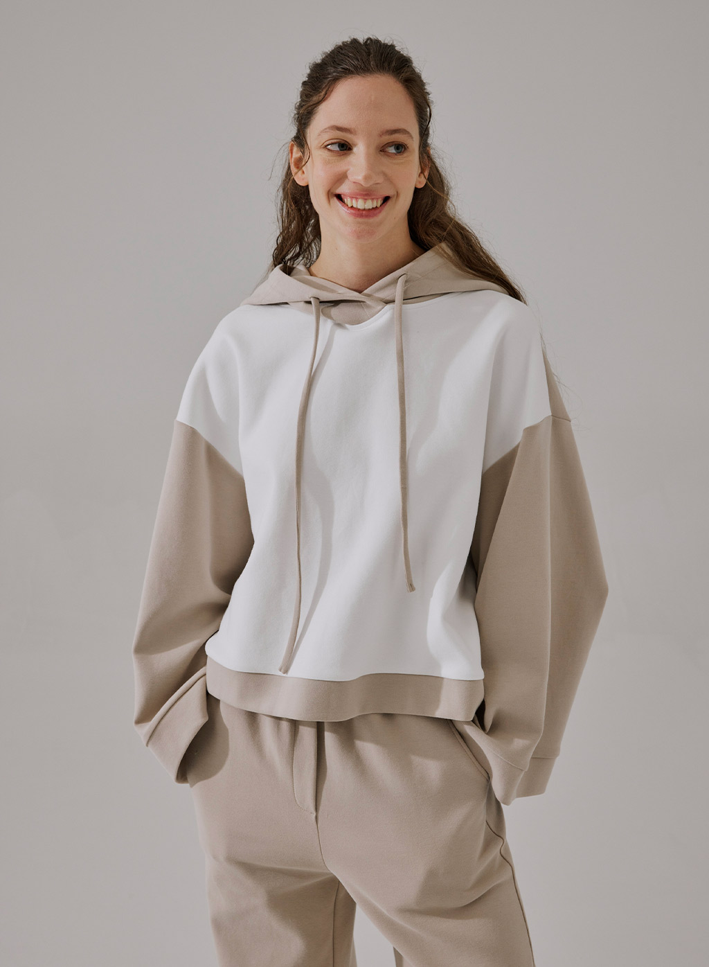 Two-Tone Drawstring Hoodie